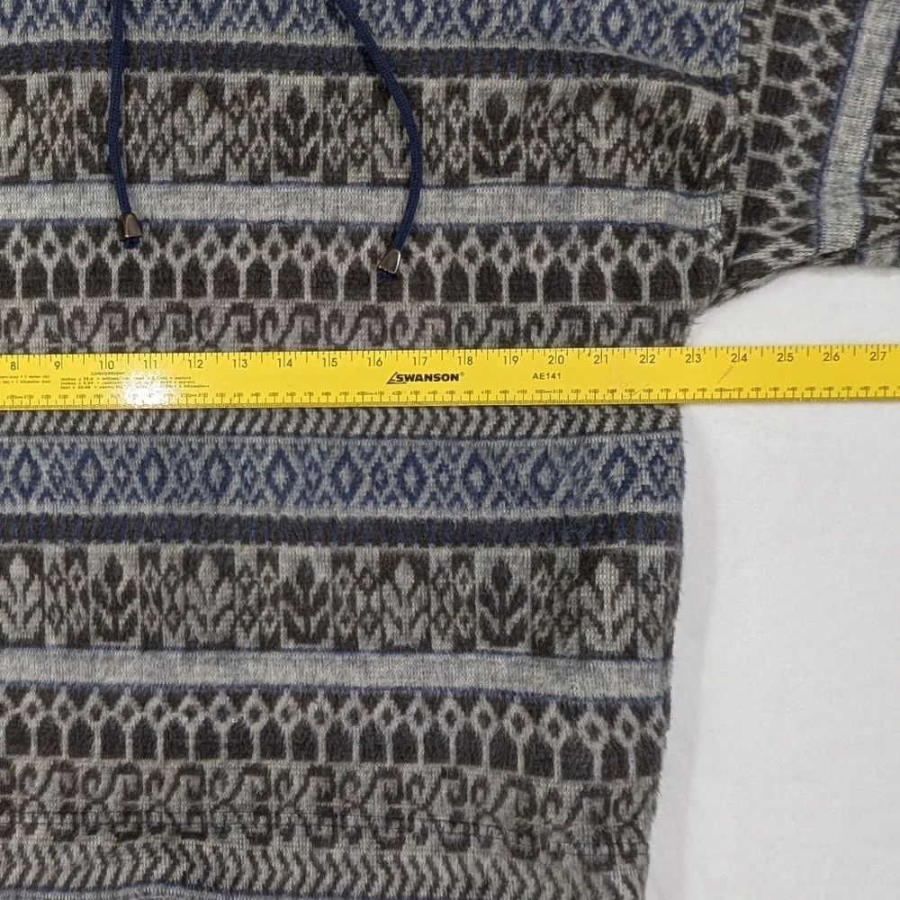 vtg French Country Express Blue Patterned Quarter-Zip Sweatshirt Mens Size S‎
